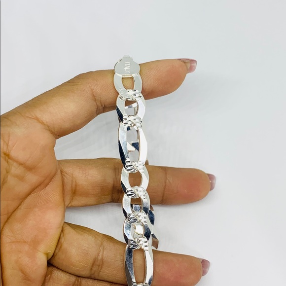 Sterling Silver 925 Men's Bracelet 9” 11mm - Picture 4 of 13